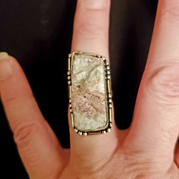 New Rough Pink Tourmaline 925 Silver Ring. - Picture 8 of 11